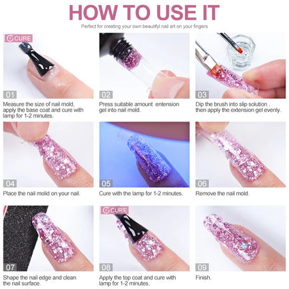 Poly Nail Gel Set With 6W LED Lamp For Beginners - Smarsty