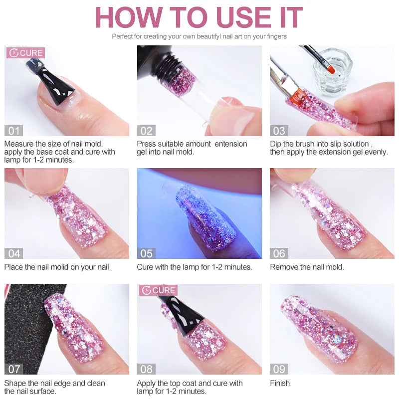 Poly Nail Gel Set With 6W LED Lamp For Beginners - Smarsty