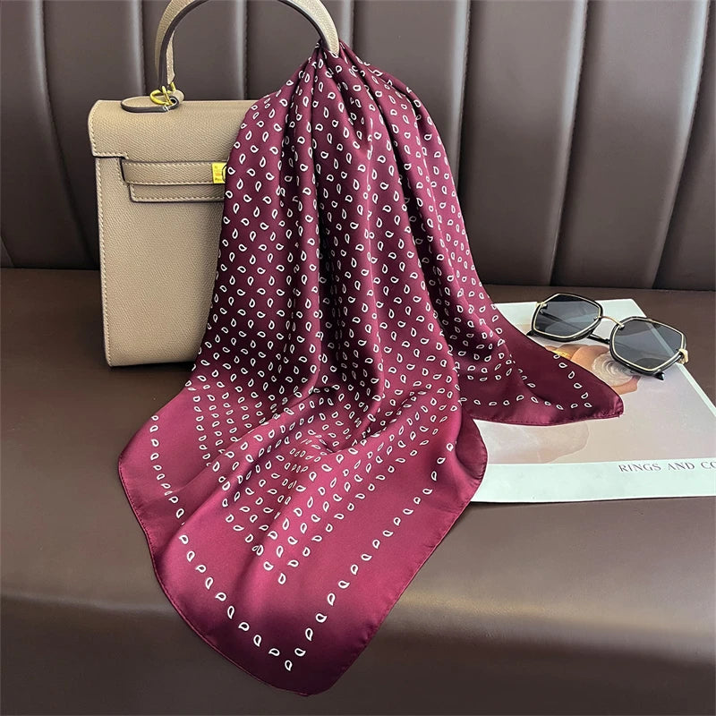 Luxury Silk Skinny Scarf with Cat Print for Women - Smarsty