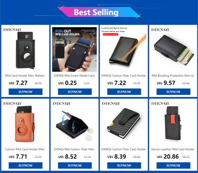 Rfid Credit Card Holder Metal Thin Slim Smart Wallet Men Women Wallets Pop Up Minimalist Small Black Purse Mini Walets for Men - Smarsty