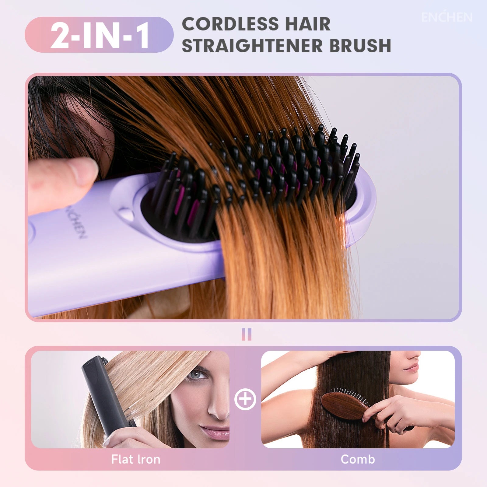 Professional Mini Straightener Brush with Negative Ions - Smarsty