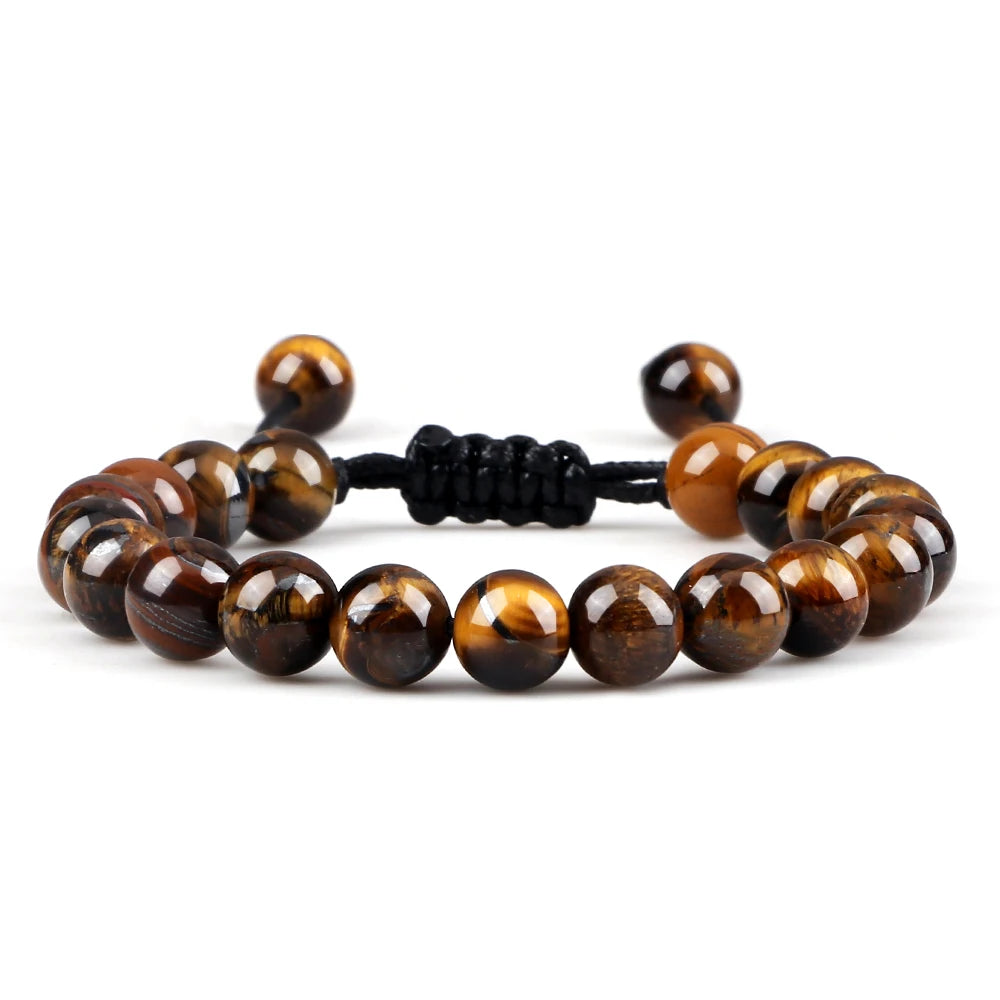 Adjustable 8mm Tiger Eye Beads Bracelet for Yoga Healing - Smarsty