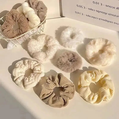 7/21 Pcs/Set Women Hair Scrunchies Set Plush Solid Hair Band for Girls Ponytail Holder Rubber Bands Hair Ties Hair Accessories - Smarsty