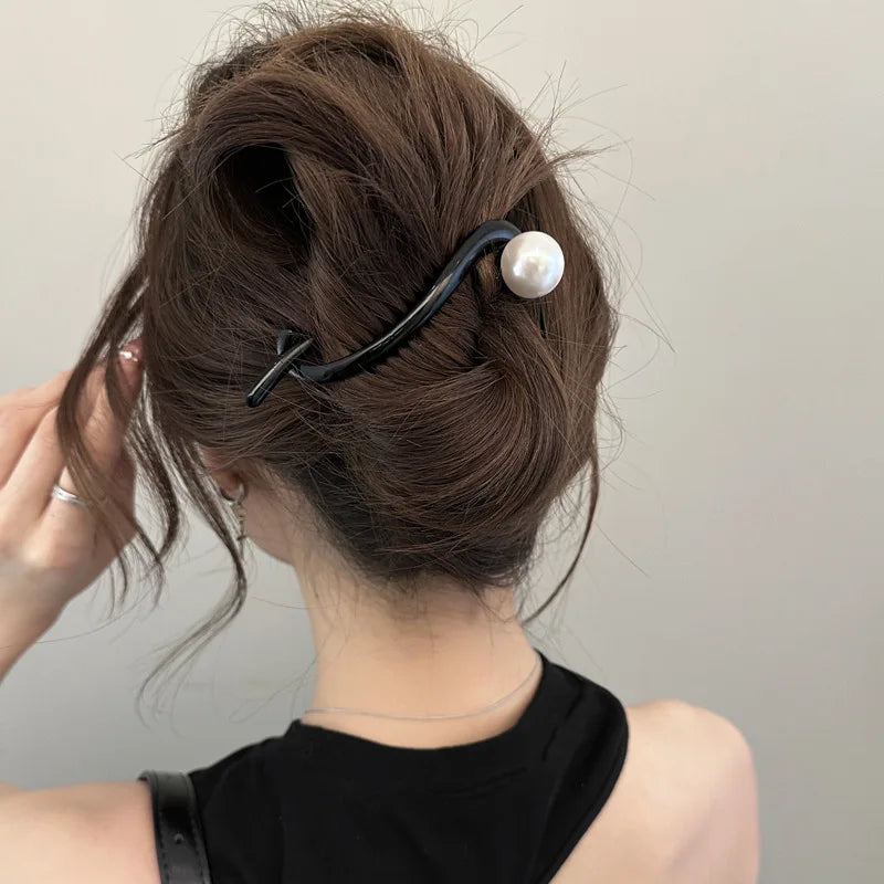 Twist Hair Clip with Imitation Pearl Design for Women - Smarsty