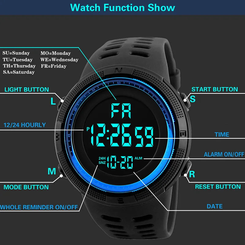 Luminous Digital Military Sports Watch for Men - Smarsty