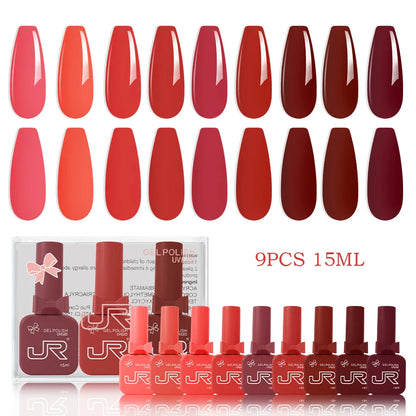 JR 9PCS Gel Nail Polish Set for Home DIY - Smarsty
