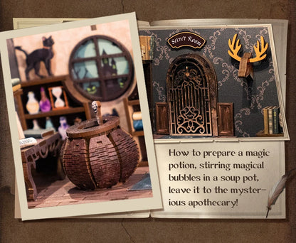 CUTEBEE DIY Book Nook Kit Miniature Doll House Home Touch Light Dust Cover Model Building Toys Gifts Magic Pharmacist by Smarsty