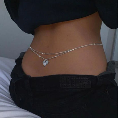 Sexy Rhinestone Heart Waist Chain Belt for Women - Smarsty