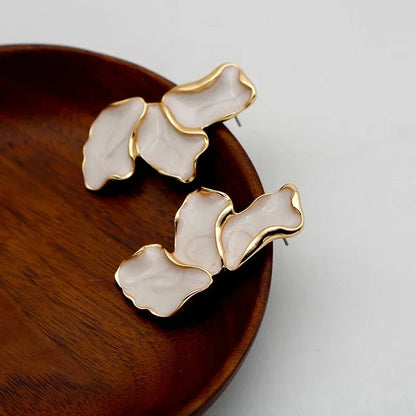 Gold Plated Flower Stud Earrings Statement Heavy Design - Smarsty