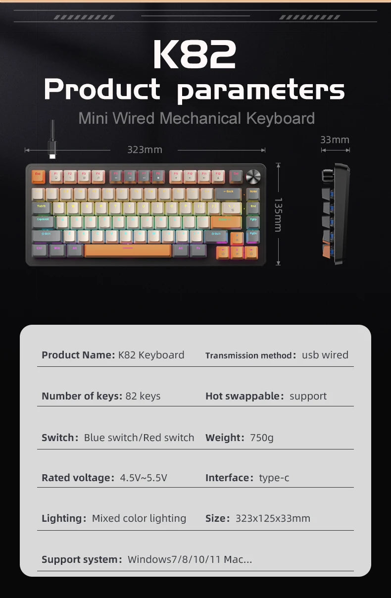Mechanical Keyboard Hot Swap With Media Knob Backlit