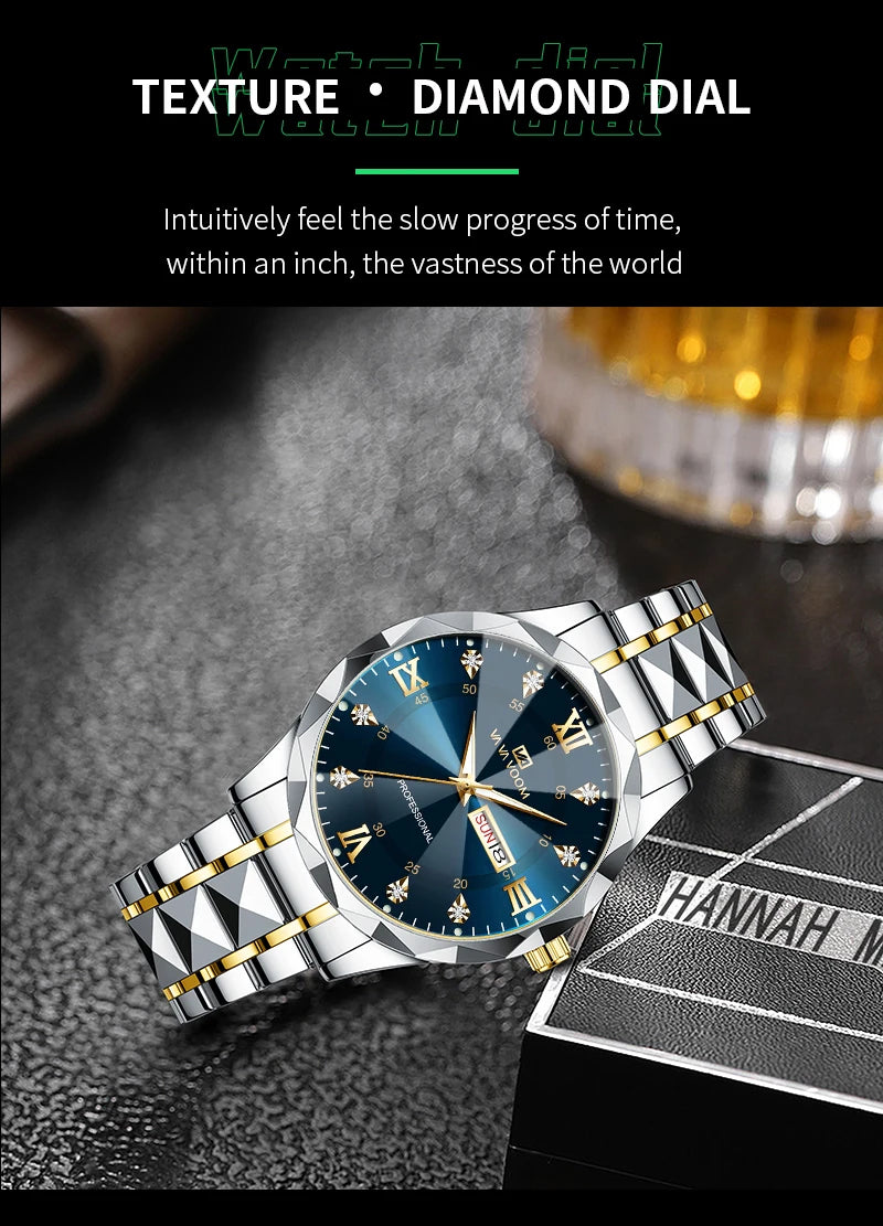 Luxury Men’s Water Resistant Quartz Watch with Night Glow - Smarsty