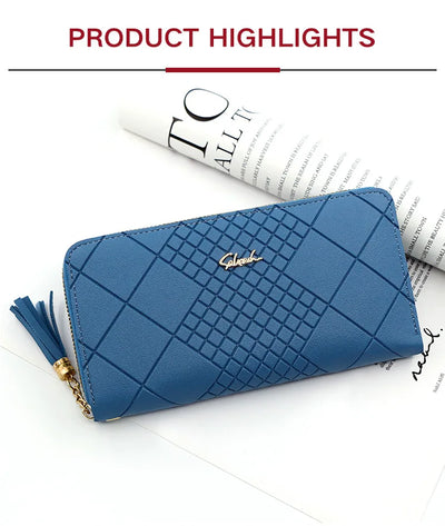 Zipper Money Coin Purse Women Card Holder Long PU Leather Clutch Wallet Large Capacity Lady Wristlet Phone HandBags Money Pocket - Smarsty