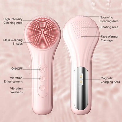 Electric Silicone Face Scrubber with Heating Vibration - Smarsty