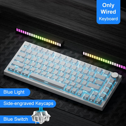Mechanical Keyboard 82 Keys Wireless Bluetooth 5.1 Knob