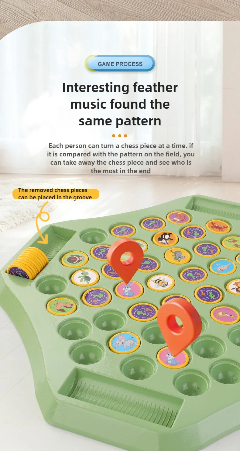 Kids Battle Chess Educational Toy Observation Concentration Training Fun Animal Flip Chess Parent-child Interactive Game Toys by Smarsty