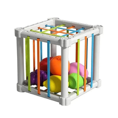 Baby Montessori Shape Sorter Cube Rainbow Colorful Blocks Sorting Game Infant Cognitive Grip Training Learning Educational Toy - Smarsty