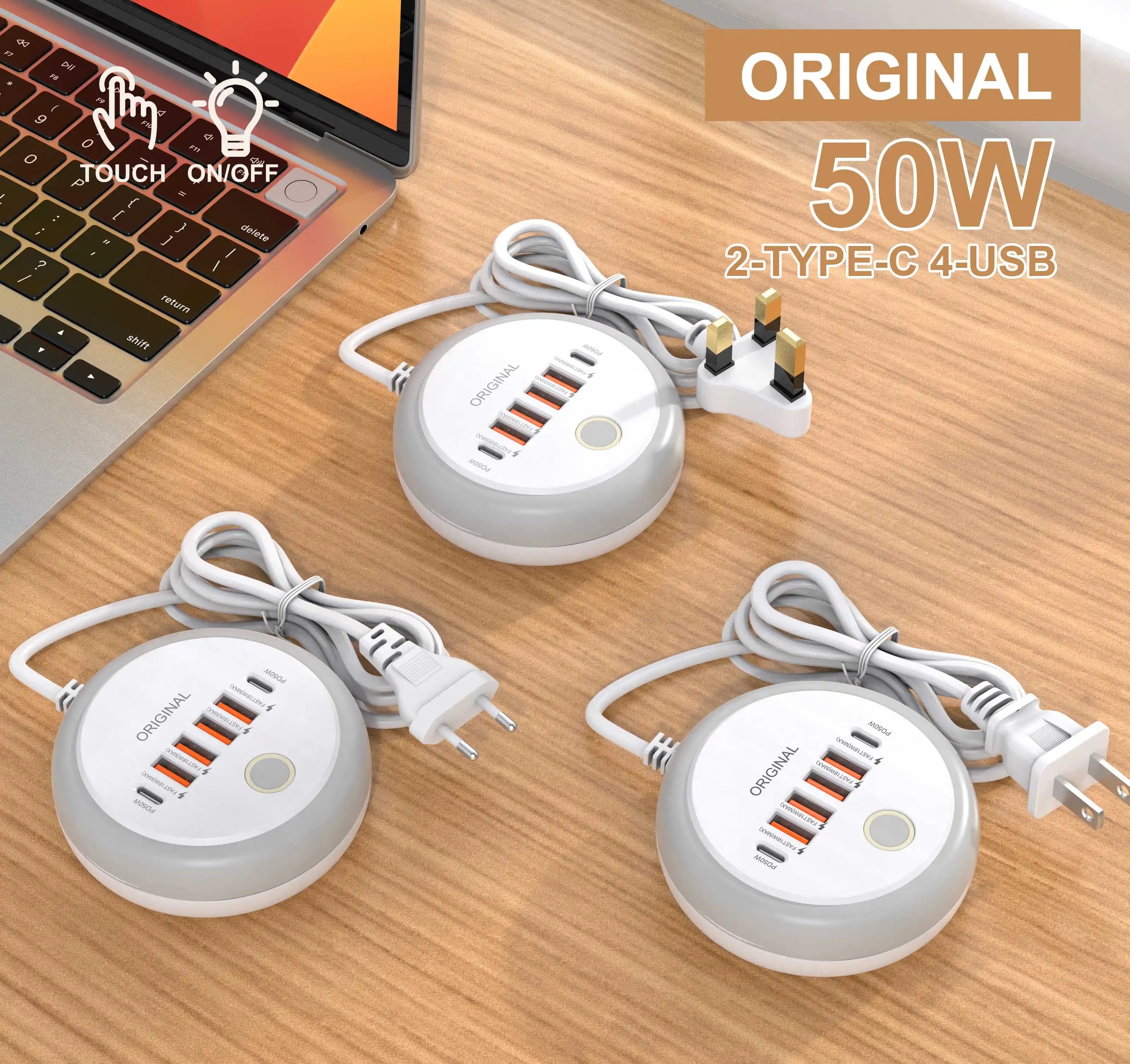 50W USB PD Charger Six Port Fast Charging Station Hub - Smarsty