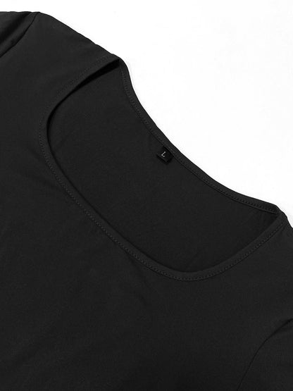 Women's Solid Long Sleeve Bodycon Dress, Chic Basic Minimalist Causual Fashion Scoop Neck Long Dress, Womenswear - Smarsty