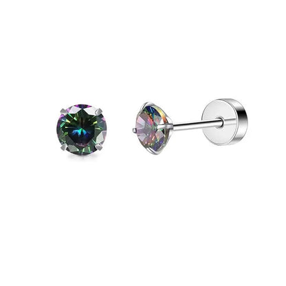 Stainless Steel Heart Moon Ear Studs Screw Back Cartilage - Smarsty