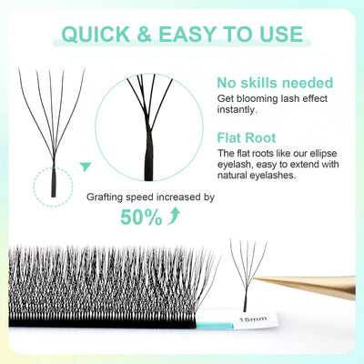 NAGARAKU 3D W Shape Premade Fans Eyelash Extensions - Smarsty