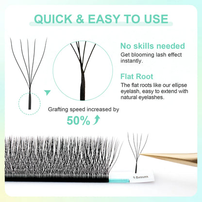 NAGARAKU 3D W Shape Premade Fans Eyelash Extensions - Smarsty