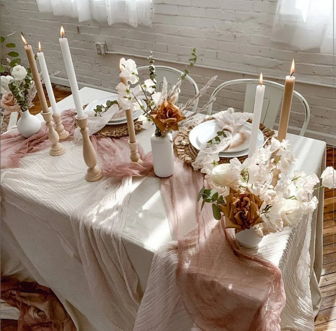 Semi-Sheer Gauze Table Runner for Elegant Events - Smarsty