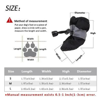 New 4pcs Waterproof Pet Dog Shoes Anti-slip Rain Snow Boot Thick Warm For Small Cats Dogs Puppy Socks Booties - Smarsty