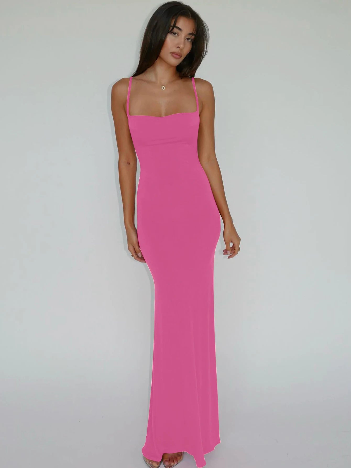 Hugcitar 2025 Spring Solid Sleeveless Backless Elegant Sexy Bodycon Y2K Maxi Prom Dress Women Clothes Birthday Party Casual Y2K