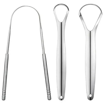 Premium 1pcs/3pcs Metal Tongue Scraper Cleaner for Adults & Kids Portable Stainless Steel Tongue Scrapers Brushes for Removing - Smarsty