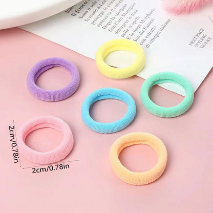 100 Soft Seamless Hair Ties Multicolor Gentle Holders - Smarsty