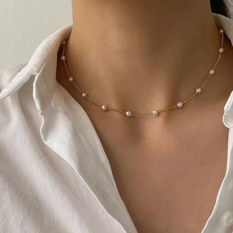 Women's Pearl Necklace Set with Heart Pendant - Smarsty