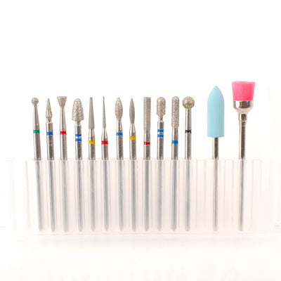 14pcs/set Nail Drill Machine Bit Nail Gel Removal Polishing Tools Pedicure Manicure Rotary Grinding  Buffer Polisher - Smarsty