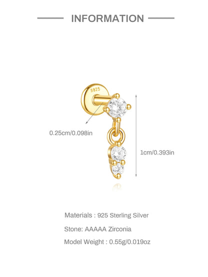 925 Sterling Silver Lotus Tassel Zircon Stud Earrings - Smarsty