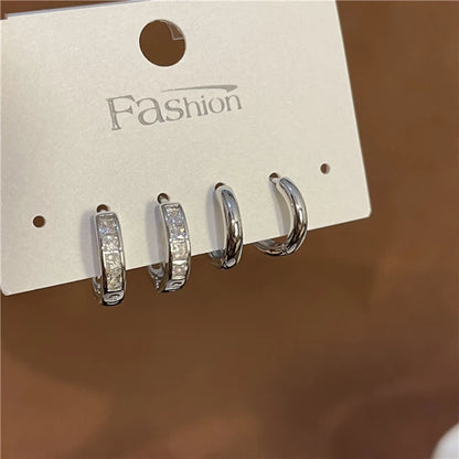 Stainless Steel Hoop Earrings with Zircon Crystals - Smarsty