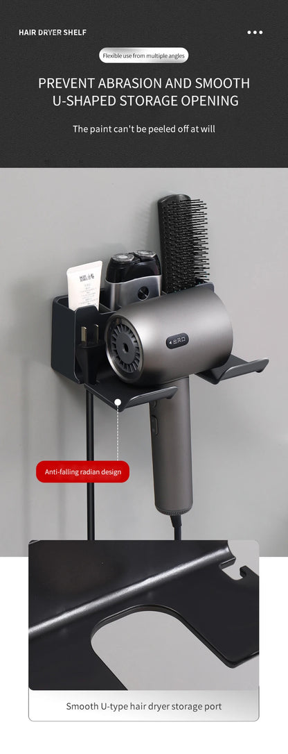 Wall Mounted Hair Dryer Holder Organizer for Bathrooms - Smarsty