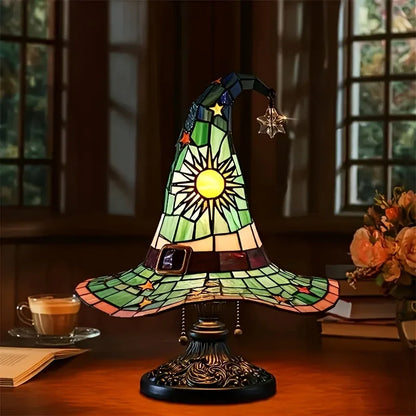 Witch Hat Lamp - Gothic Wizard Hat Light with Purple to Yellow Gradient, USB-Powered Tabletop Decoration for Halloween