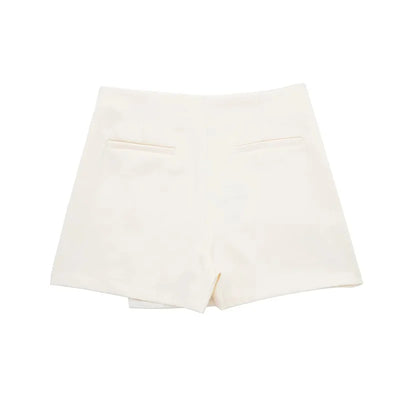 MUJER 2025 Asymmetric Skort For Women Black High Waist Mini Skirt Shorts Women Casual Bermuda Shorts Woman Summer Skirt Shorts - Smarsty