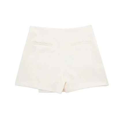 MUJER 2025 Asymmetric Skort For Women Black High Waist Mini Skirt Shorts Women Casual Bermuda Shorts Woman Summer Skirt Shorts - Smarsty