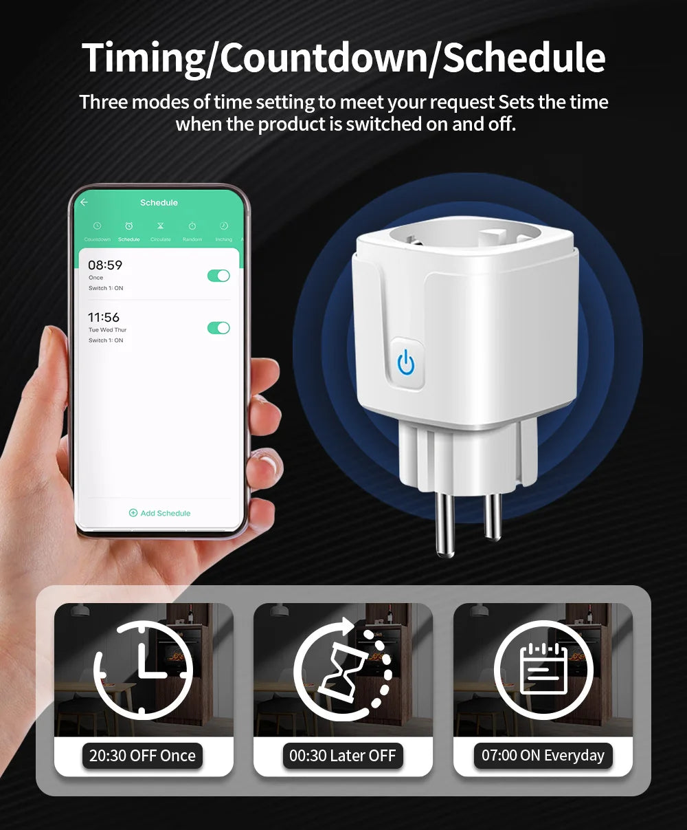 TNCE TUYA Smart Plug WiFi or Zigbee3.0 Socket EU 16A/20A Power Monitor Timing Function Voice Control Work With Alexa Google Home - Smarsty