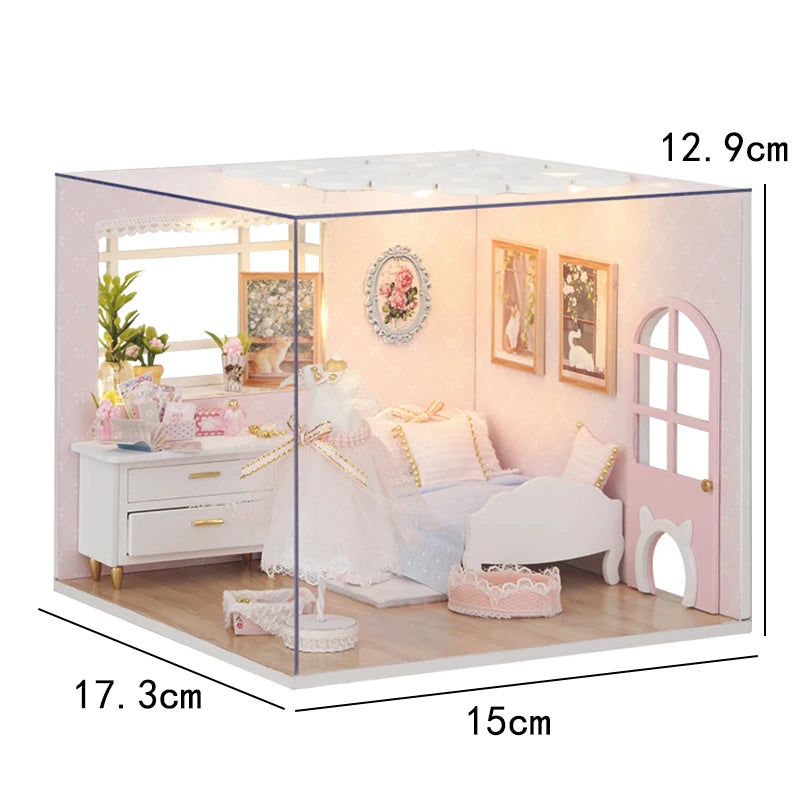 DIY Wooden Miniature Doll House Model Building Kits Small House Toy With Furniture For Children Gift Wooden Crafts Dollhouse by Smarsty
