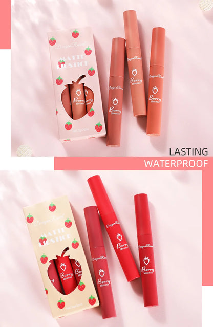3 PCS Velvet Matte Lip Gloss Set for Hydration - Smarsty