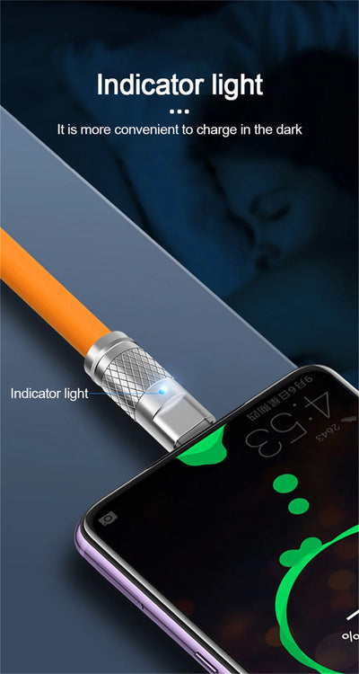 3PCS 120W Super Fast Charge Type-C Liquid Silicone Cable Quick Charge USB C Lines For Xiaomi Huawei Samsung USB Phone Data Wire - Smarsty