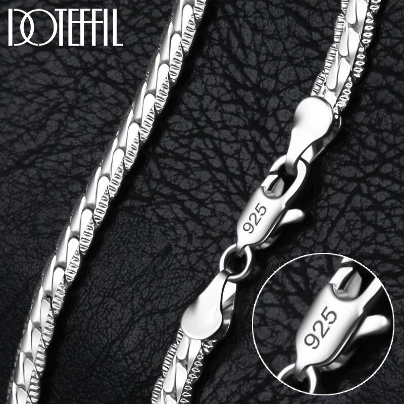 Sterling Silver Side Chain Necklace and Bracelet Set - Smarsty