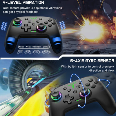 Dinofire Wireless Bluetooth RGB Controller for Nintendo Switch - Smarsty