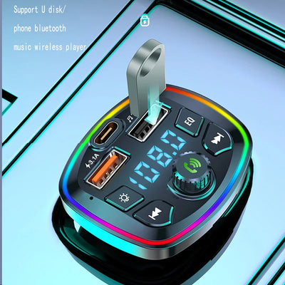 Car Bluetooth 5.0 FM Transmitter Wireless Adapter Mic Audio Receiver Auto MP3 Player 2.1A Dual USB Fast Charger Car Accessories - Smarsty