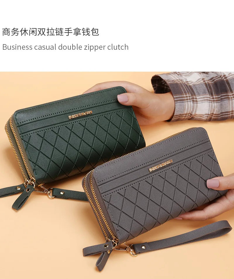 Long Women's Wallet Female Purses Tassel Coin Purse Card Holder Wallets Double Zipper Pu Leather Clutch Luxury Money Phone Bag - Smarsty