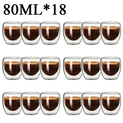 Double Wall Borosilicate Glass Mugs Set Heat Resistant - Smarsty