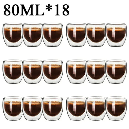 Double Wall Borosilicate Glass Mugs Set Heat Resistant - Smarsty