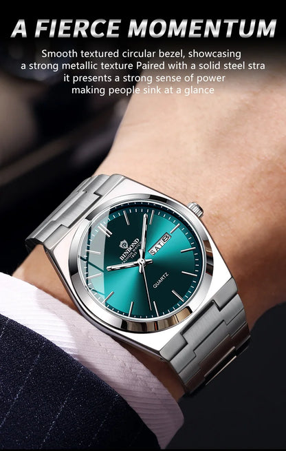 Luxury Stainless Steel Men's Watch with Double Calendar - Smarsty