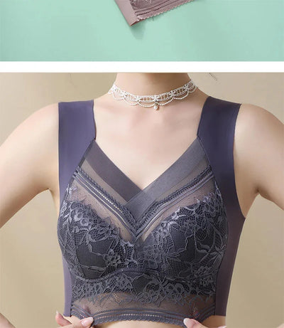 L-6L Women Large Bra Push Up Ice Silk Seamless upper Bralette Lace Wireless Summer Bras Plus Size Top Lingerie Underwear 15019 - Smarsty
